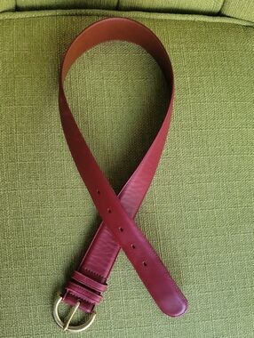 Coach  Red  Leather Belt with Gold-Tone Buckle